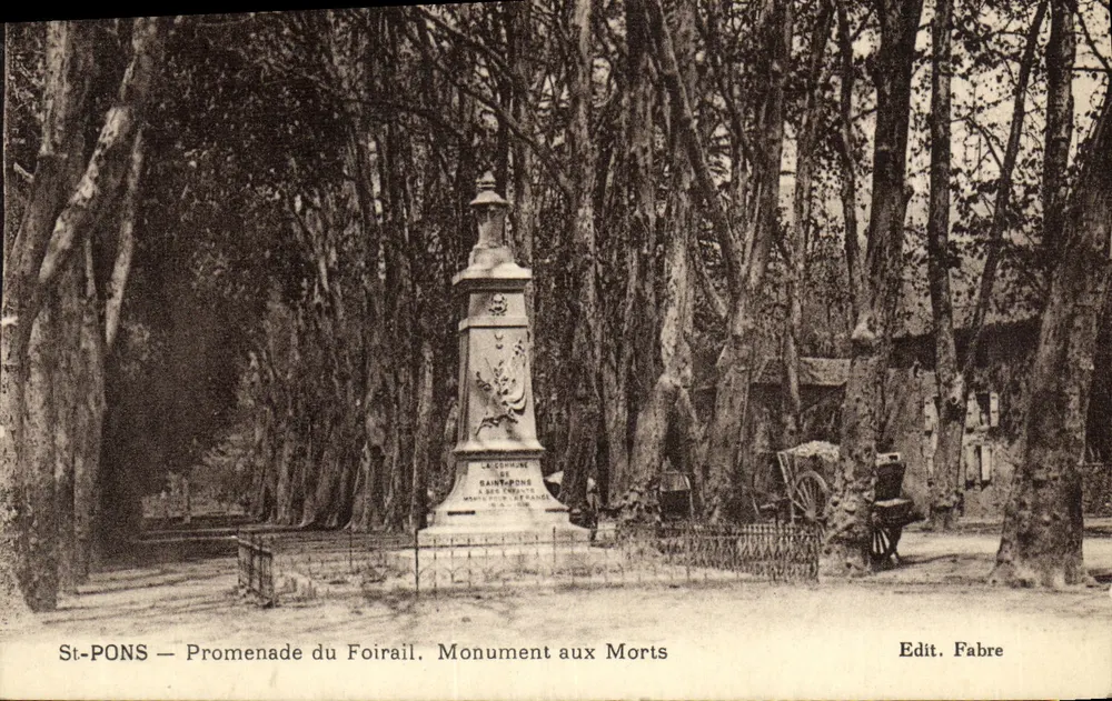 St-PONS — Promenade du Foirail. Monument aux Morts — Edit. Fabre - Vorderseite