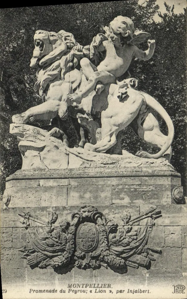Montpellier — Promenade du Peyrou ; « Lion », von Injalbert. - Vorderseite