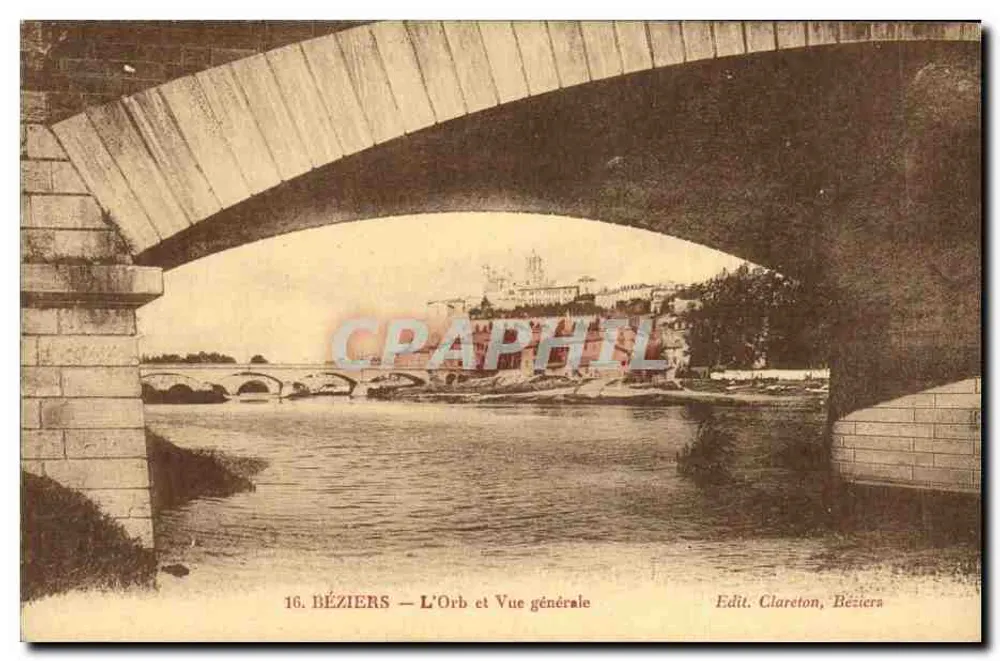 BÉZIERS — O Rio Orb e Vista Geral — Edit. Clareton, Béziers - Frente