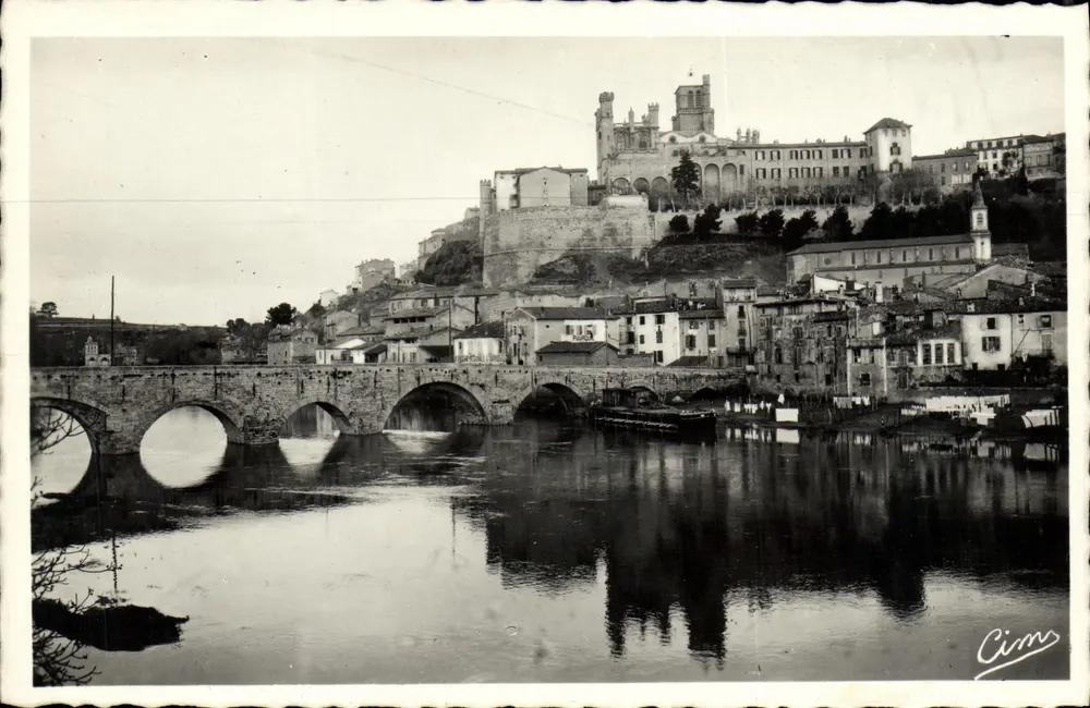 Béziers (Hérault) — Allgemeine Ansicht vom Pont Nauf — Couères Imp. Macon - Vorderseite