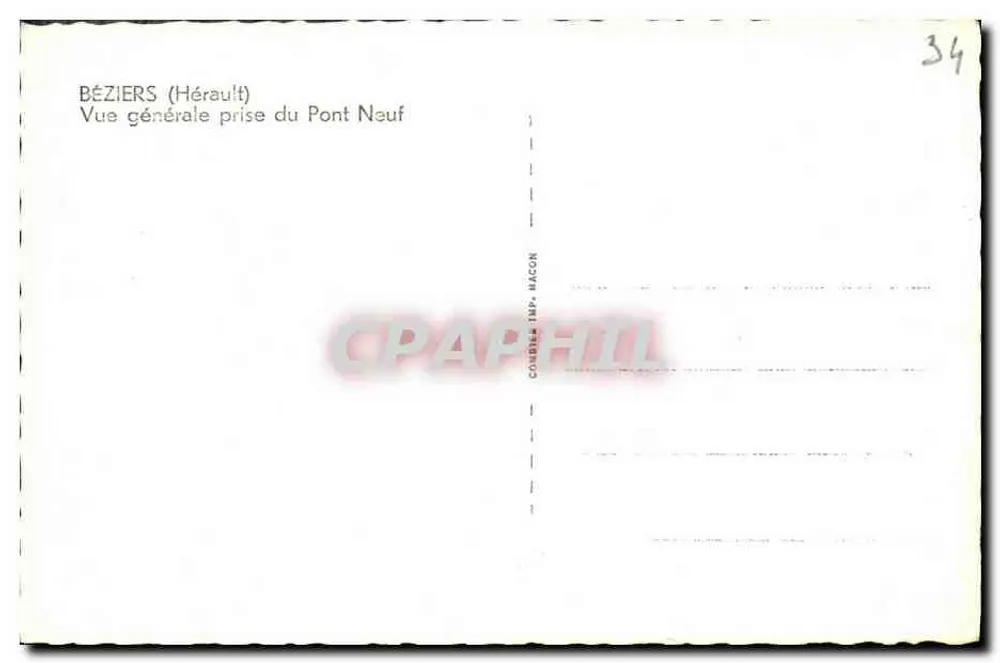 Béziers (Hérault) — Allgemeine Ansicht vom Pont Nauf — Couères Imp. Macon - Rückseite
