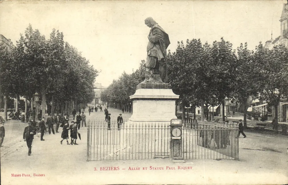 Beziers — Allee und Statue von Paul Riquet — Mazet-Pons, n°3 - Vorderseite