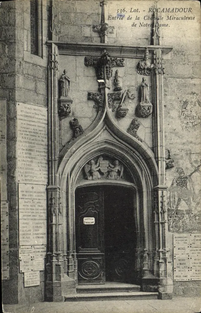 Rocamadour — Eingang zur Kirche Notre-Dame der Wunder — Phototypie E. Petit et Granet, Brive - Vorderseite