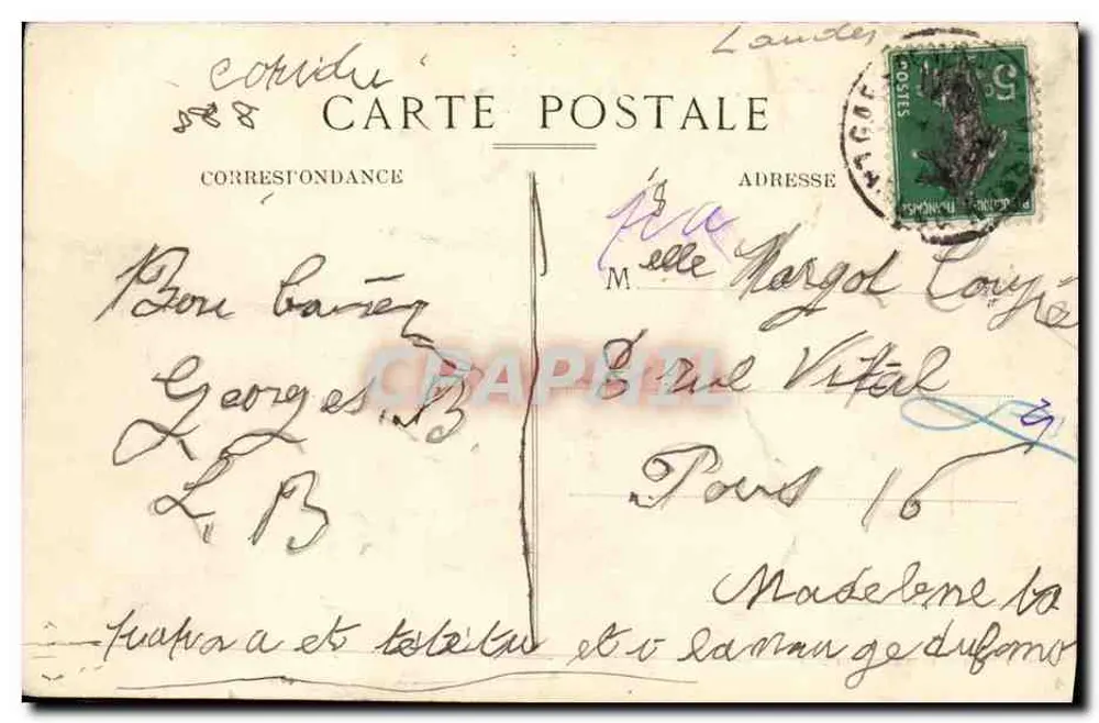 Mont-de-Marsan (Landes) — Die Midouze aus der Sicht des Pont du Commerce — Bromotyp Gautreau, Langon (Gironde) - Rückseite