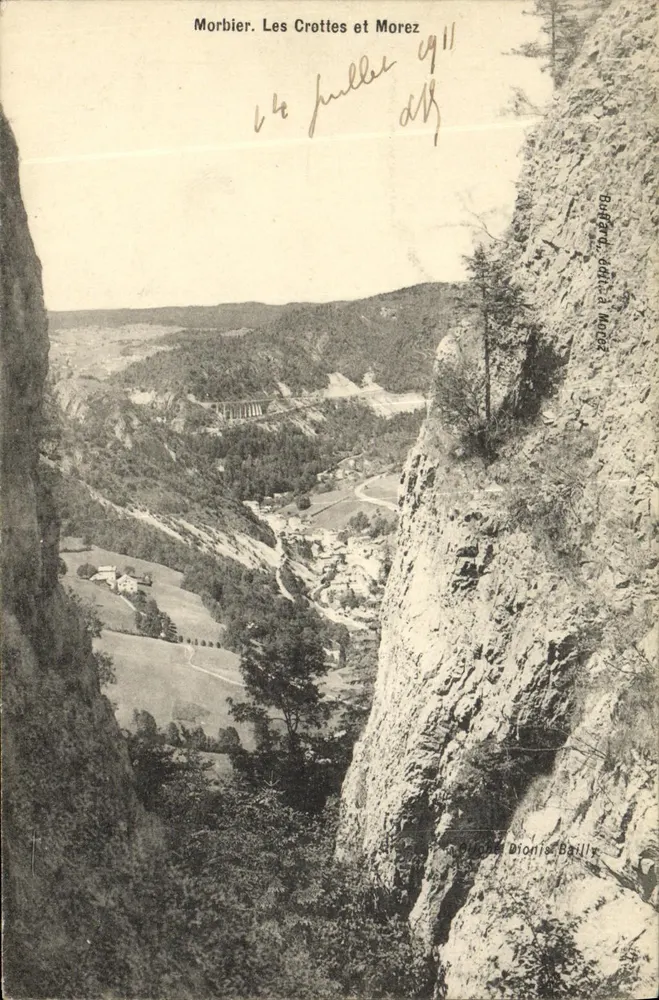 Morbier. Les Crottes et Morez — vista do canyon — editor Buffard, Dionis-Baillly - Frente