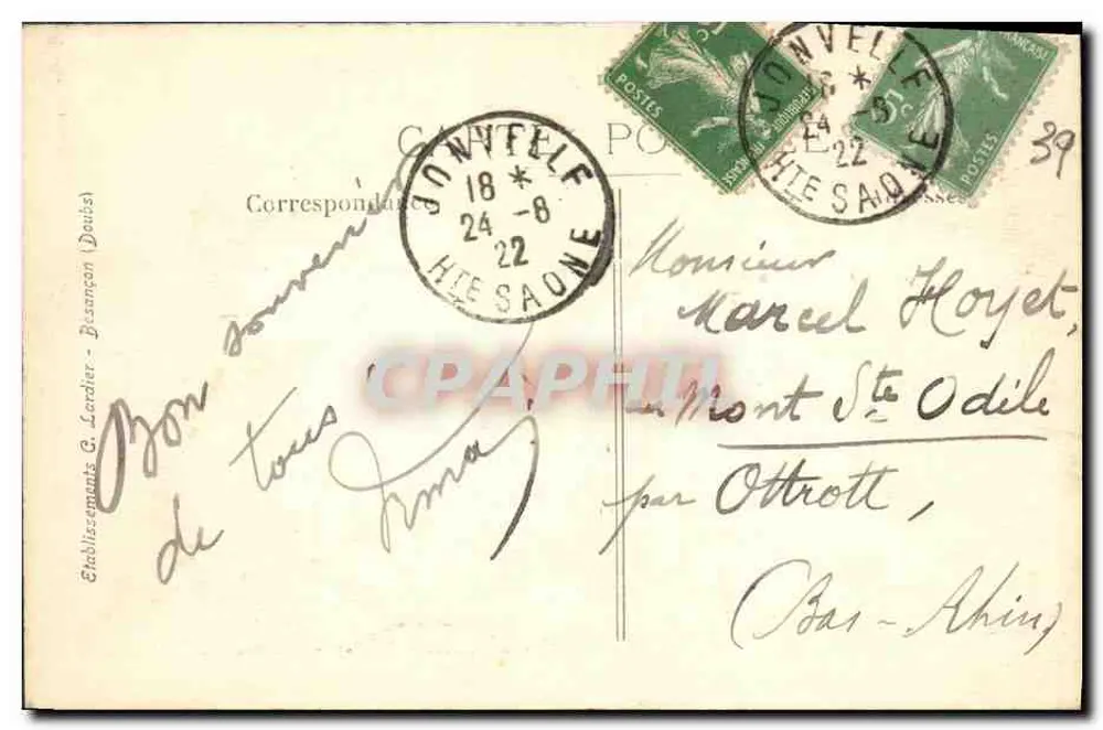 Montbéliard (Doubs) — Entrada do Castelo — editor C.L.S. n°773 - Verso