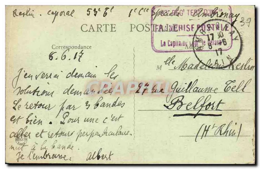 Lons-le-Saunier — Die Präfektur — Der Eingang — B.F. Paris 2043 - Rückseite