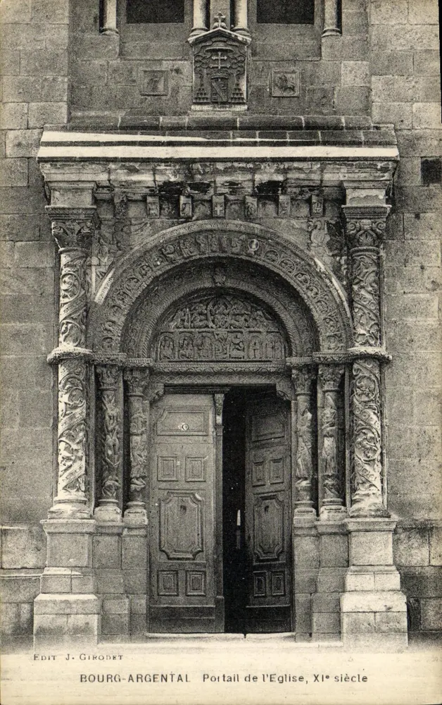 Bourg-Argental — Portal der Kirche, 11. Jahrhundert — Edit. J. Girodet - Vorderseite