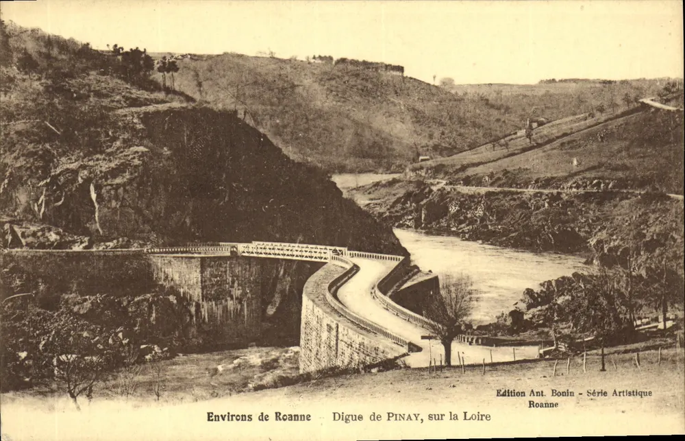 Um Roanne — Digue de Pinay, auf der Loire — Edition Ant. Bonin — Künstlerische Serie Roanne - Vorderseite
