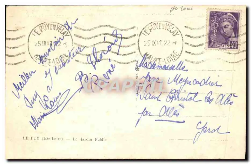 Der öffentliche Garten — Puy-en-Velay — Verlag LE PUY (Haute-Loire) - Rückseite