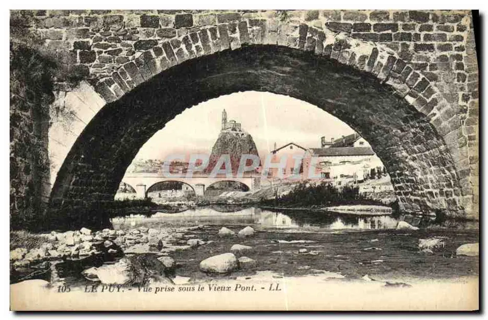 Le Puy — Ansicht von unter dem alten Brücke — LL, n° 105 - Vorderseite