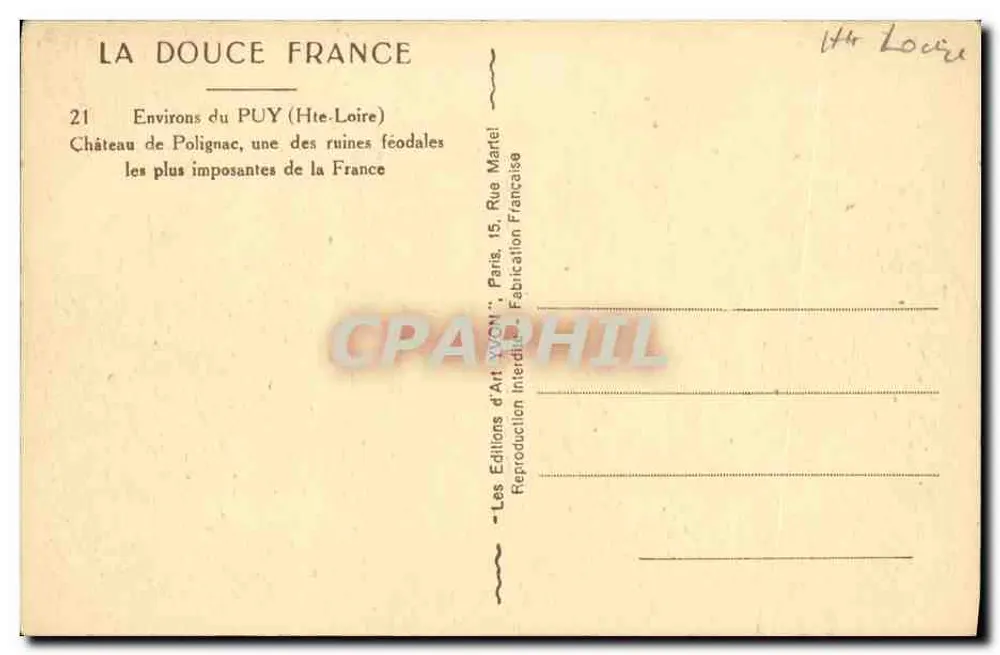 Château de Polignac — feudale Ruinen — Éditions d'Art YVON, n°21 - Rückseite