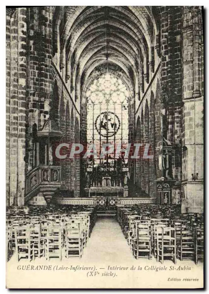 Guérande (Loire-Inférieure) — Innenansicht der Kollegiatskirche St-Aubin (15. Jahrhundert) — reservierte Ausgabe - Vorderseite