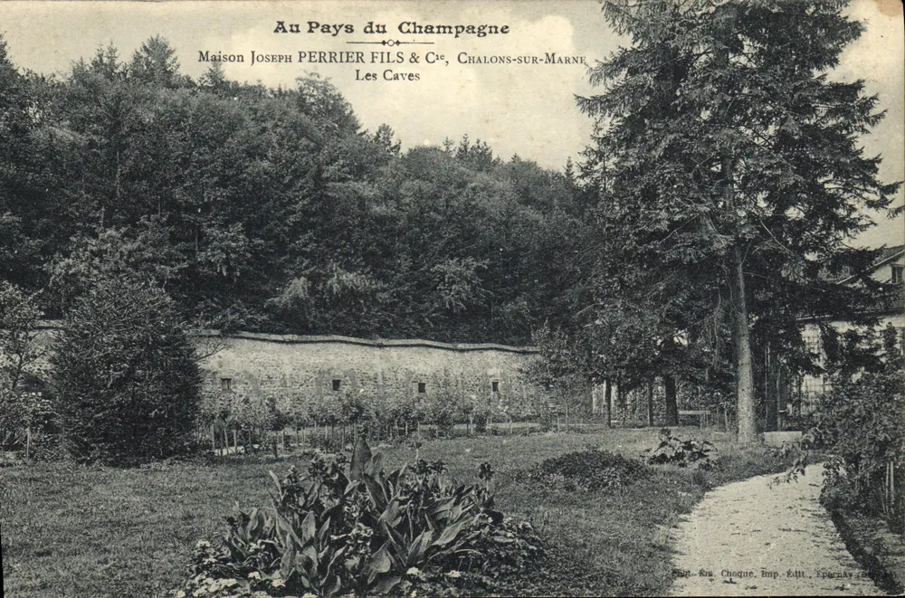 Au Pays du Champagne — Les Caves de la Maison Joseph Perrier Fils & Cie, Chalons-sur-Marne — Imp. Ér. Choque, Imp. Édtt. Fournay - Vorderseite