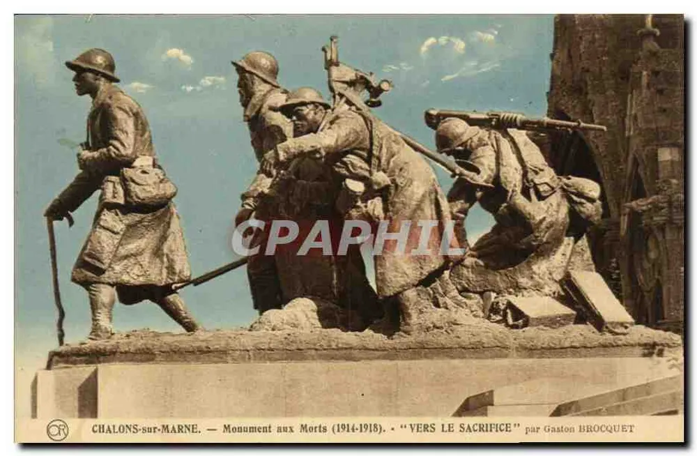Chalons-sur-Marne — Gedenkstein für die Toten (1914-1918) — 'Zum Opfer' von Gaston Brocqet - Vorderseite