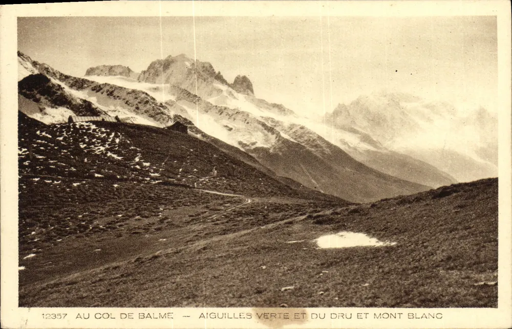 Am Col de Balme — Grüne Spitze und Dru-Spitze und Mont Blanc — Nr. 12357 - Vorderseite