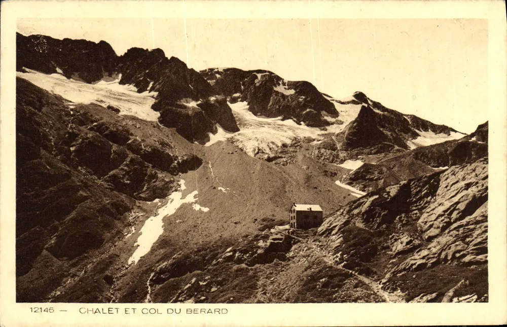 Chalé e Col do Berard — vista alpina com glaciar — editor La Savoie, n° 12146 - Frente