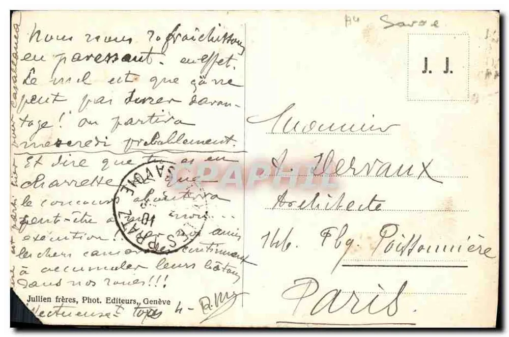 Chamonix — Séracs de la jonction — Route du Mont-Blanc et le Brévent — J. J. 6124 - Rückseite