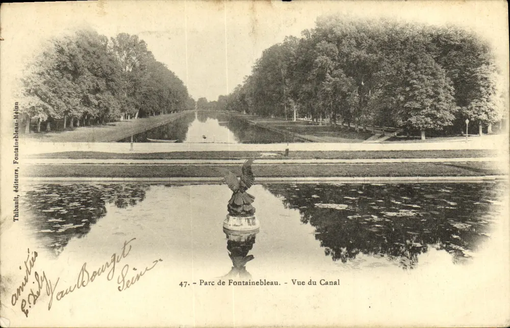 Parc de Fontainebleau — Vue du Canal — éditeur Tribault, éditeurs, Fontainebleau-Mélin, n°47 - Anverso
