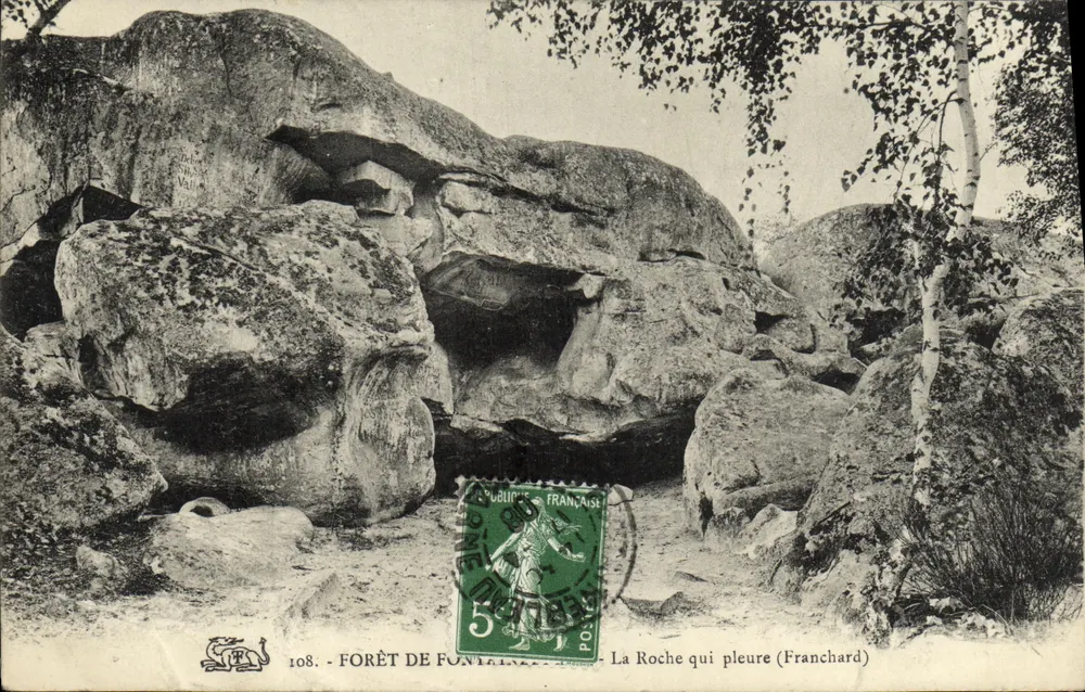 La Roche qui pleure — geschnitzte Felsen in der Forêt — Verlag: GEDRUCKT AUF DER KARTE: 108. FORÊT DE FONTAINE (Franchard) - Vorderseite