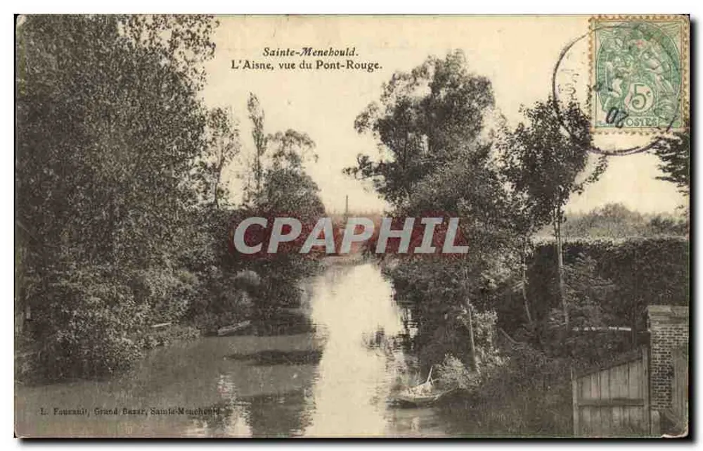 Sainte-Menehould — Blick auf den Fluss Aisne vom Rougebrücke — L. Foucault, Grand Bazar, Sainte-Menehould - Vorderseite