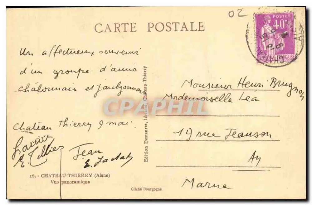 Château-Thierry — Visão panorâmica — Edição Desratures, Château-Thierry - Verso