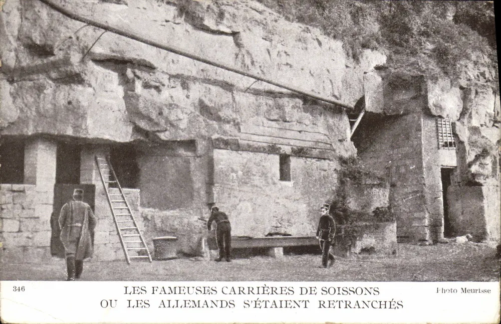 Die berühmten Steinbrüche von Soissons — oder wo sich die Deutschen zurückgezogen hatten — Photo Meurisse, n° 346 - Vorderseite