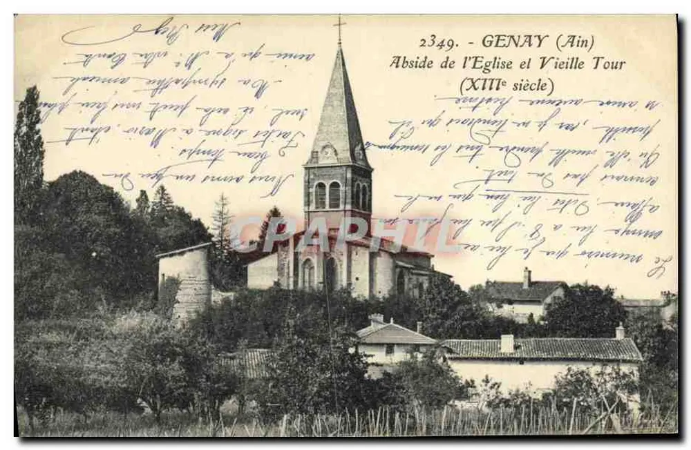 Genay (Ain) — Apsis der Kirche und Alte Turm (13. Jahrhundert) — n°2349 - Vorderseite