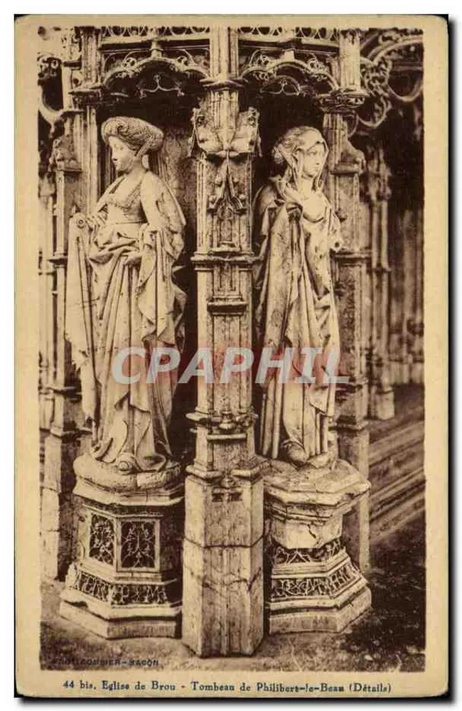 Grabmal von Philibert-le-Beau — Detail der Statuen — Photo Comnier-Sacon - Vorderseite