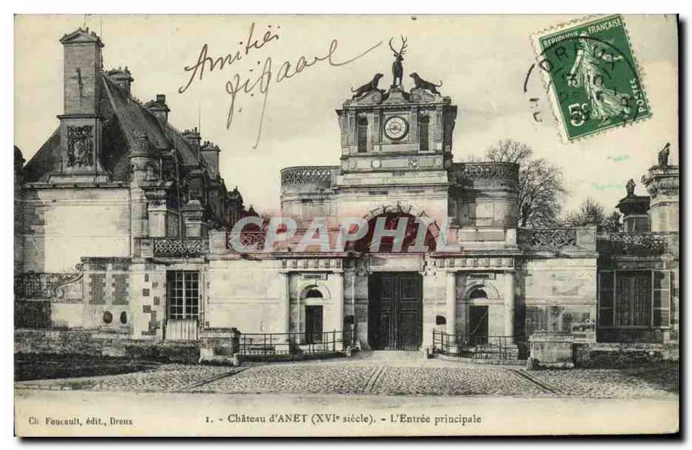 Castelo de Anet (século XVI) — A Entrada Principal — Ci. Foucault, editor, Dreux - Frente