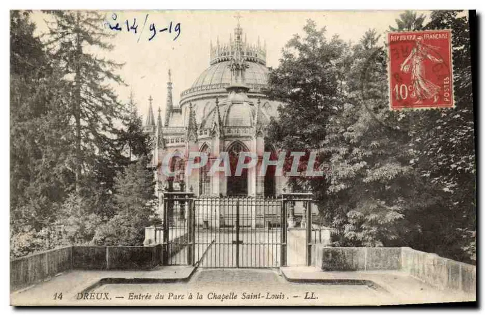 Dréux — Eingang zum Park bei der Kapelle Saint-Louis — LL. — n°14 - Vorderseite