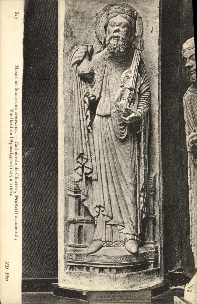 Heiliger Johannes der Täufer — Statue des westlichen Portal der Kathedrale von Chartres — Museum für vergleichende Skulptur, Vielland de l'Apocalypse (12. Jahrhundert) - Vorderseite