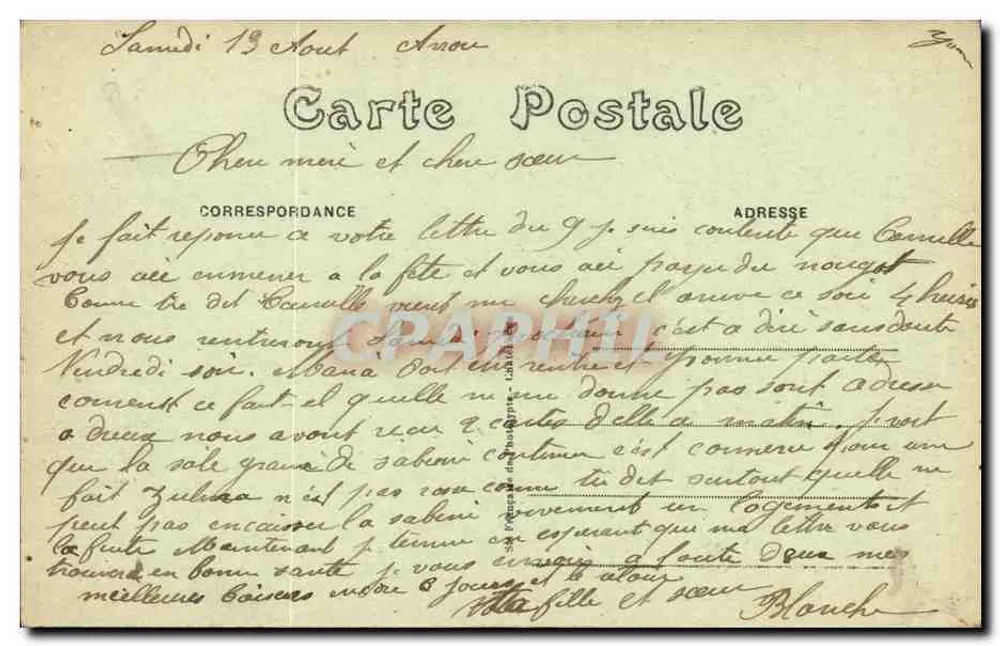 Château de Courtalain (E.-&-L.) — Côté Ouest — H. Lecomte-Courtalain - Verso