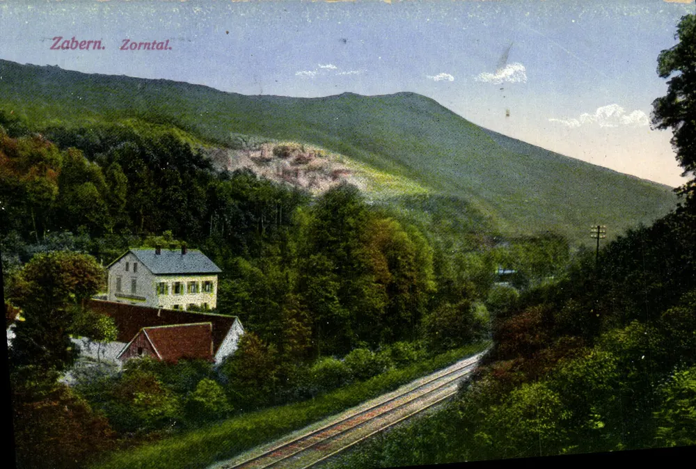 Zabern. Zorntal. — Vista do vilarejo e da via férrea — editor não identificado, número de série 671 - Frente