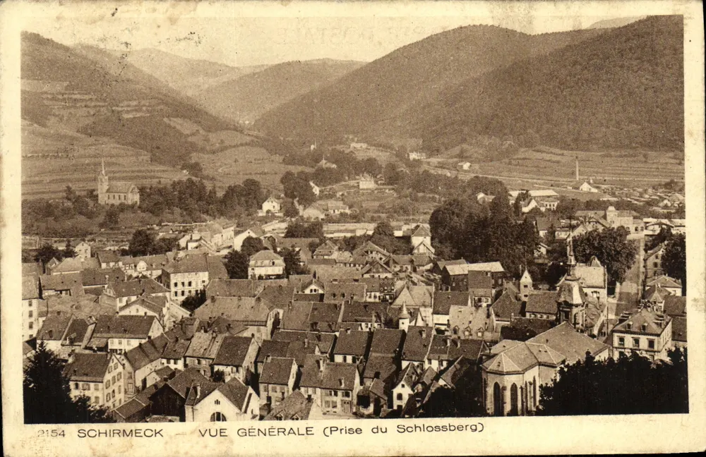 Schirmeck — Allgemeiner Blick (Aussicht vom Schlossberg) — Imp. Ed. Braun, Nr. 2154 - Vorderseite