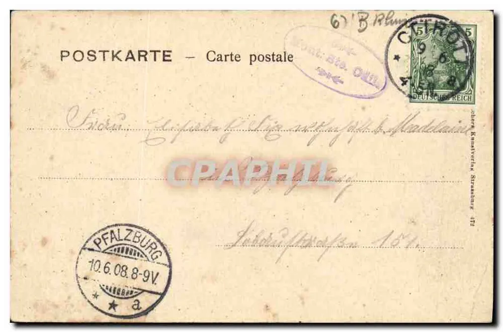 Kapelle van Sint Odile — Sint Odilien — Uitgever: Künstlerverlag Straßburg, n° 172 - Achterkant