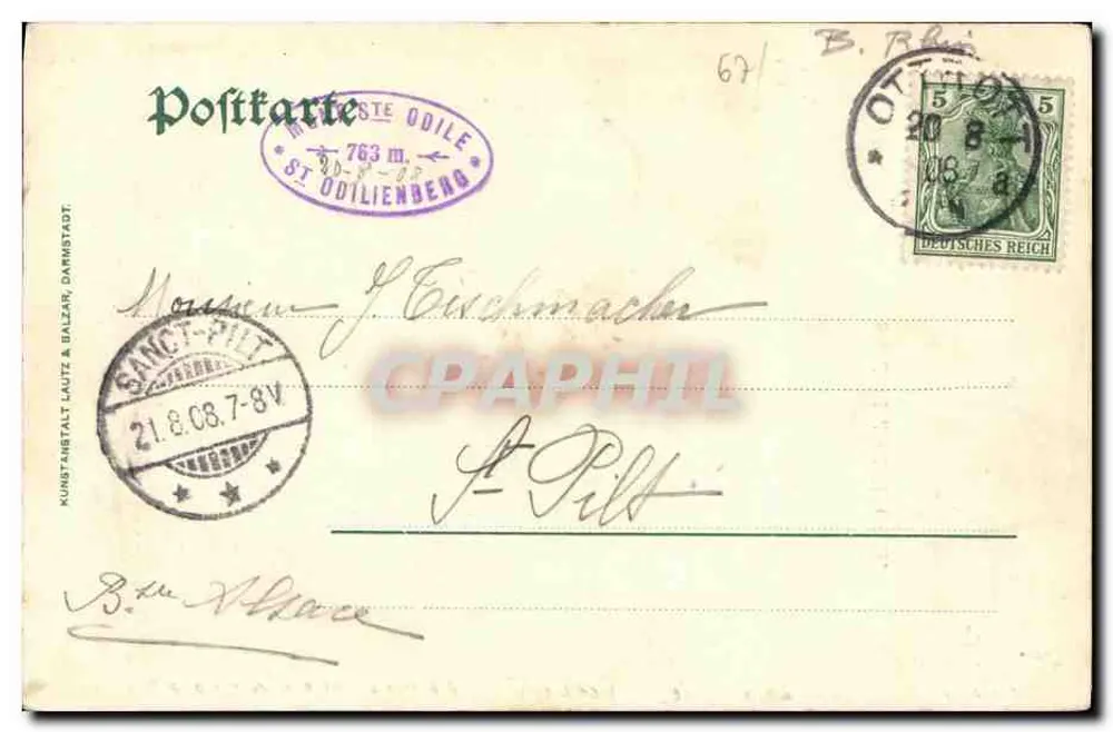 São Odilien — Estátua da Virgem — Kunstanstalt Lautz & Balzar, Darmstadt - Verso