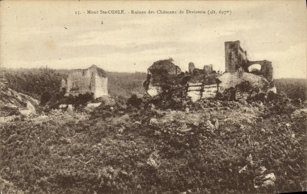 Mont Ste-ODILE — Ruinen der Burgen von Dreistein (Höhe 627 m) — Verlag Ch. Bergeret, Straßburg - Vorderseite