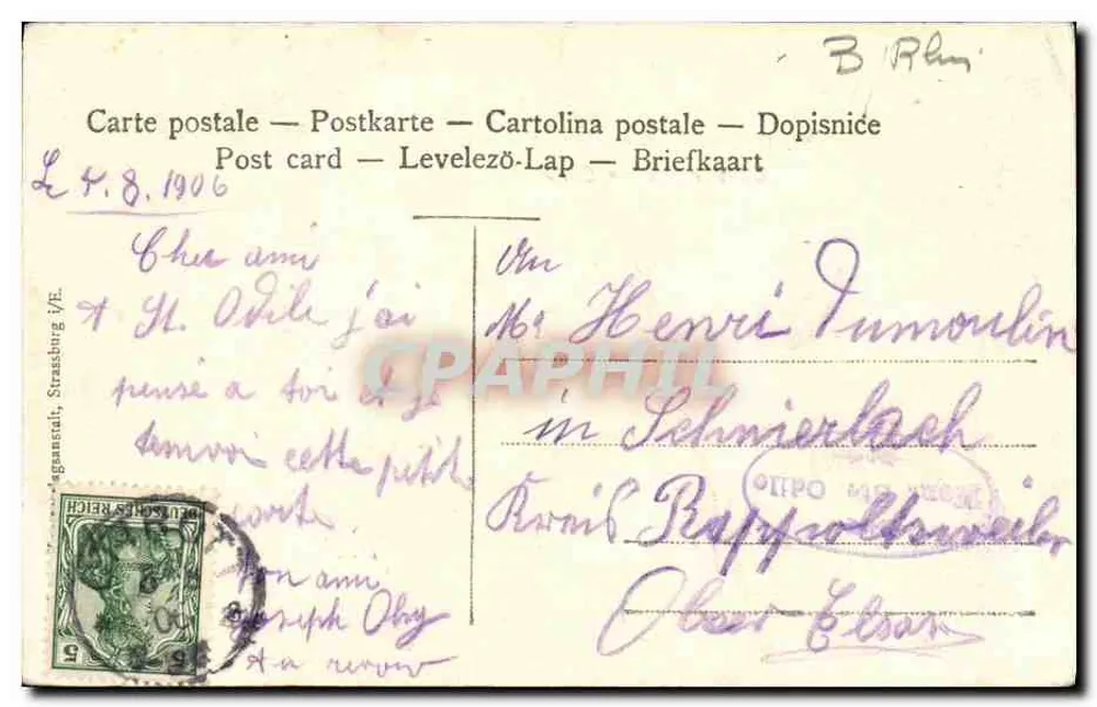 Mosteiro de Santa Odila — Couvent de Ste-Odile — editor não identificado - Verso