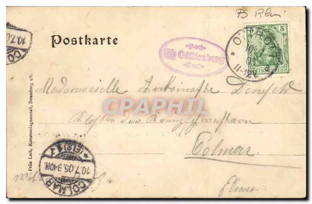Mosteiro de São Odilien — Landsberg — editor Felix Lub, Strasbourg, n° de série 1904 - Verso