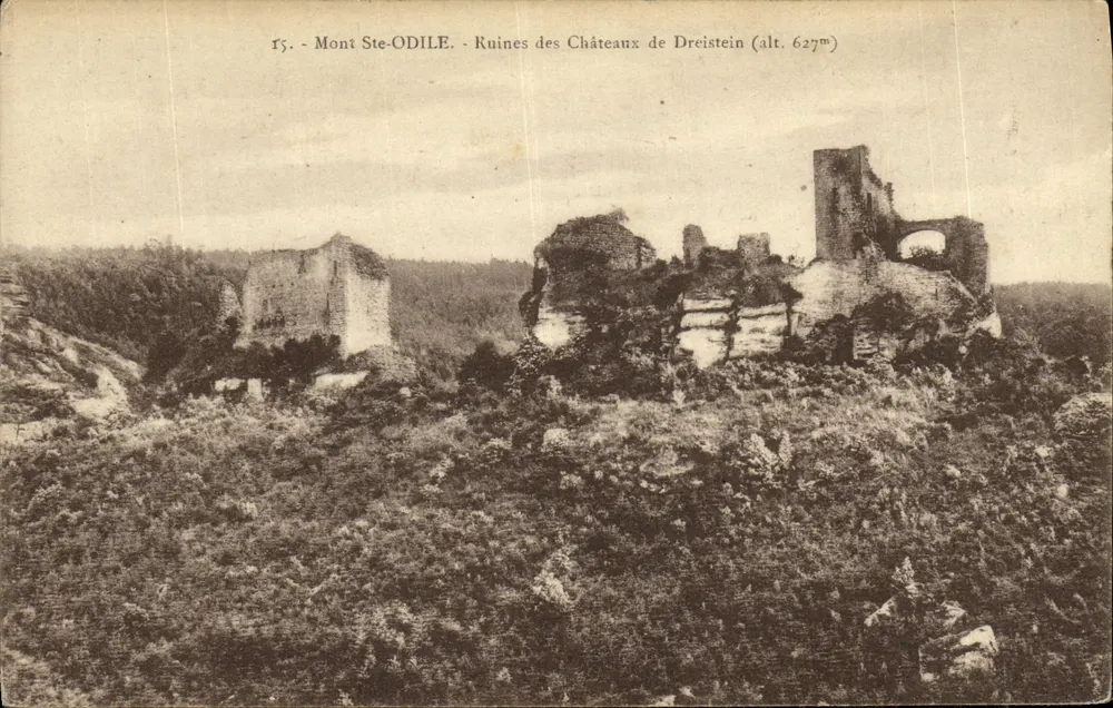 Mont Ste-ODILE — Ruinen der Burgen Dreistein (Höhe 627m) — Verlag: Ch. Bergeret, Straßburg - Vorderseite
