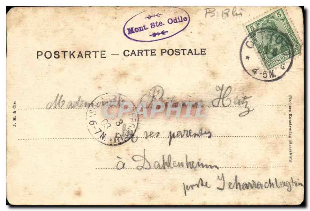 Mont Sainte-Odile — Vue du côté Nord — J. M. & Cie - Verso