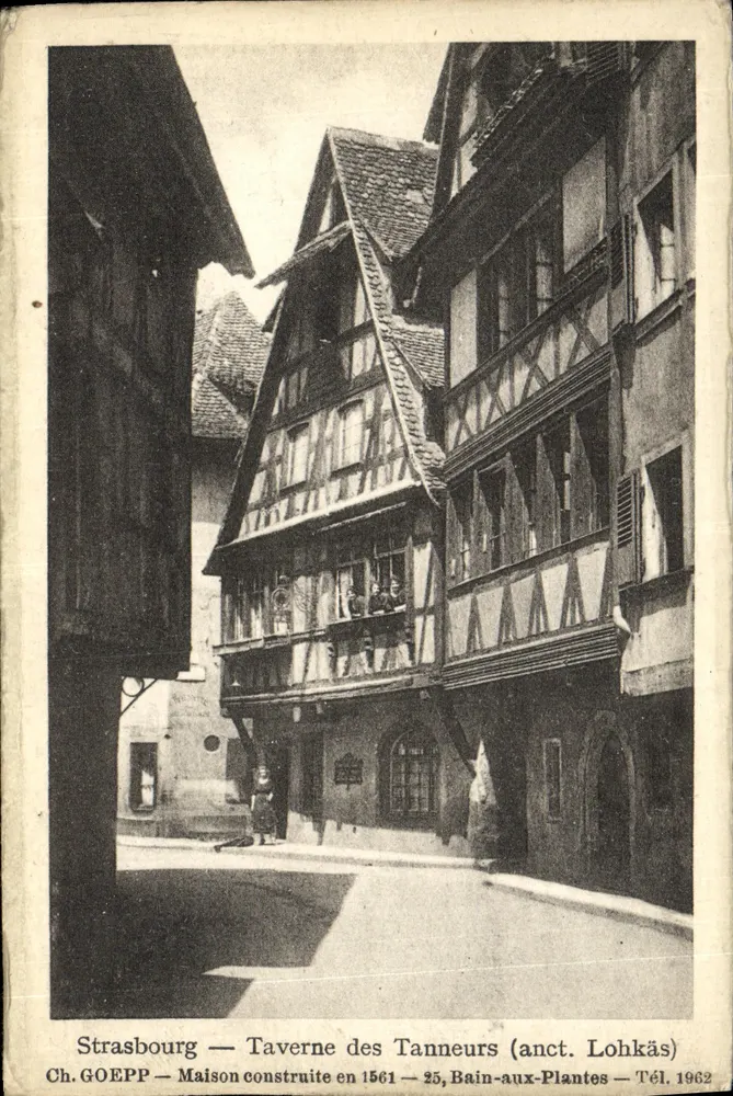 Strasbourg — Taverne des Tanneurs (anc. Lohkäs) — Ch. GOEPP, n° 25, Bain-aux-Plantes, Tél. 1962 - Anverso