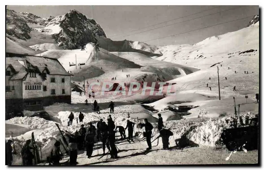 La Mongie (H.-P.) — Abfahrt zum Skifahren, im Hintergrund der Tourmalet — Verlag Jove, Frankreich - Vorderseite