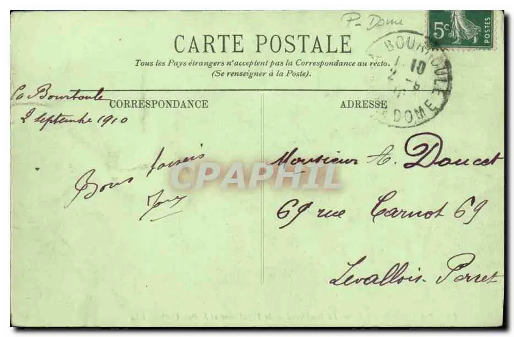 La Bourboule — Boulevard de la République und Puy Gros — LL. — Aufzug - Rückseite