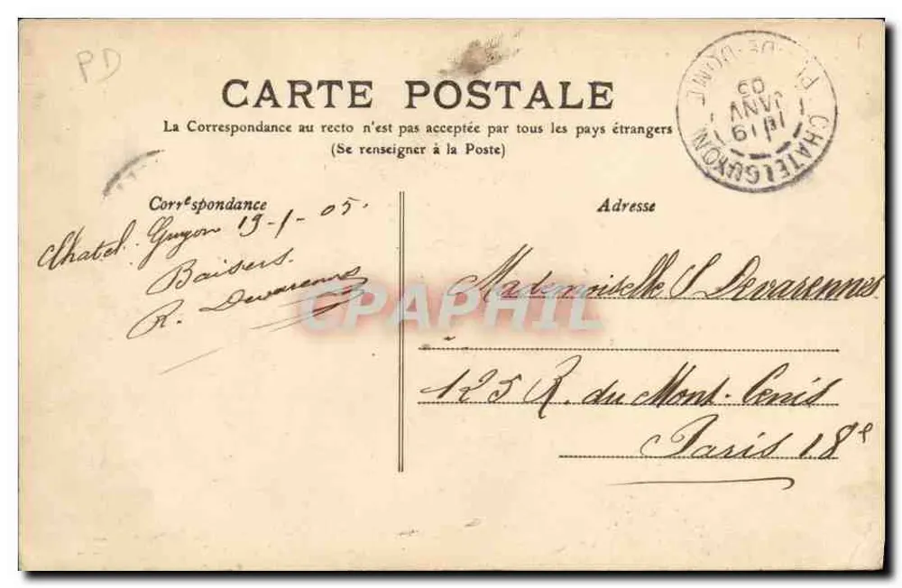 Châtelguyon — Le Continental Hotel — Ansicht aus der Auvergne, Verlag L'Auvergne, Nr. 348 - Rückseite