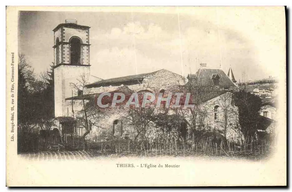 Thiers - A Igreja do Moutier — Lib. Bougé-Bail, 31, rue de l'Écu, Clairmont-Ferrand - Frente