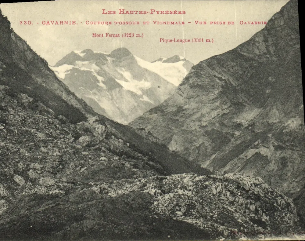 Die Hochpyrenäen — Ansicht von Gavarnie — Mont Ferrat und Pique-Longue — Verlag: M. L. F. (Nr. 330) - Vorderseite