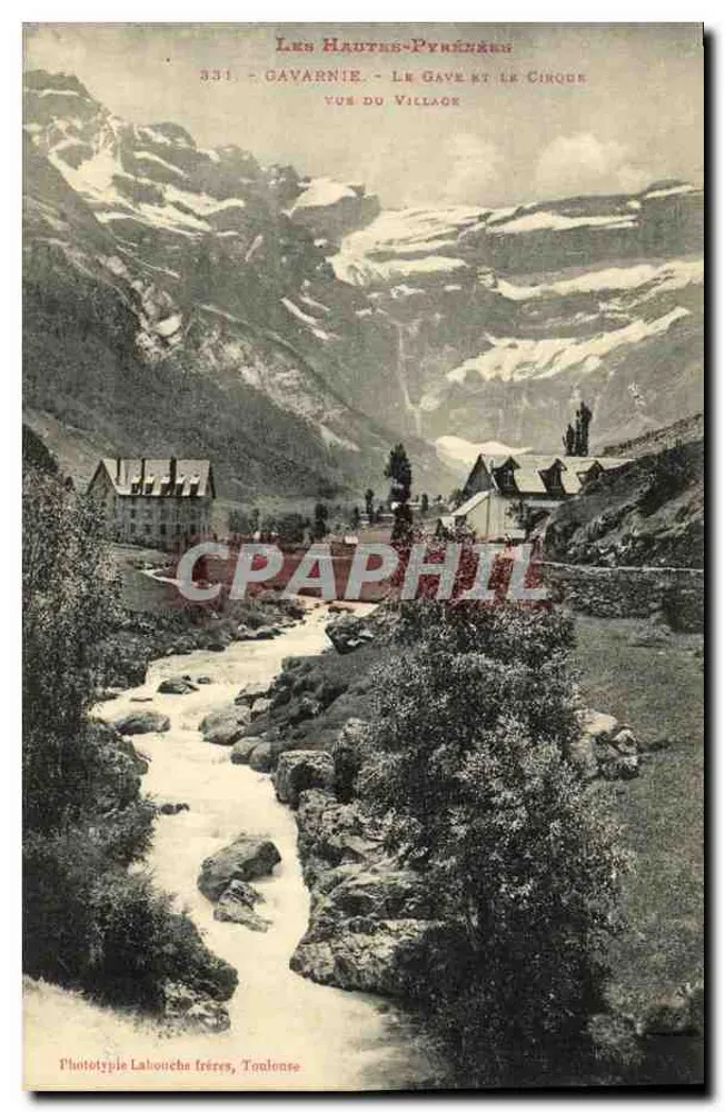 Gavarnie - Der Gave und der Cirque Blick vom Dorf — Phototypie Labouche Frères, Toulouse - Vorderseite