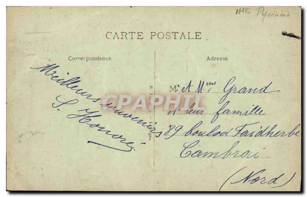 Cauterets — Le Péguère vu de la Reine Hortense — Éditeur : Les Pyrénées, n° 389 - Rückseite